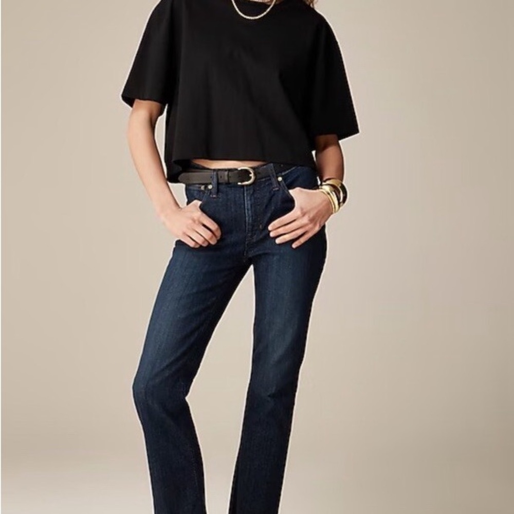 J. Crew dark Blue Straight Leg Jeans Timeless Style bootcut size 25 raw hem